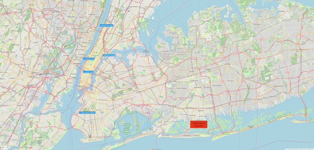 NY Long Island Map of Marine Nature Study Area and NYC