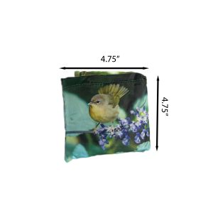 Common Yellowthroat reusable bag folded 4.75 x 4.75 inches – pocket-sized wildlife design